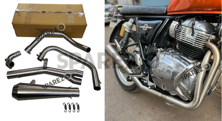 Royal Enfield Interceptor and GT 650 AEW SS 2in1 Exhaust Silencer Matt Finish - SPAREZO